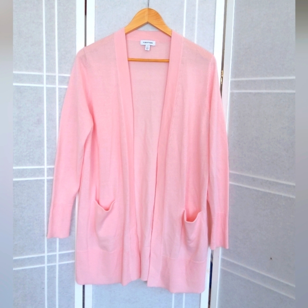 NORDSTROM  wool blend pink Open Front cardigan